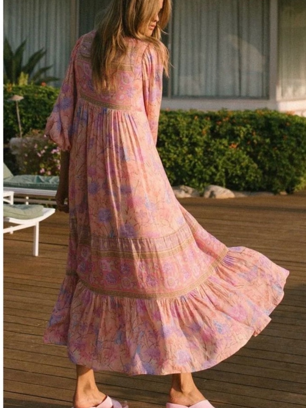 Spell Boho Butterfly Maxi Dress Floral Pink
